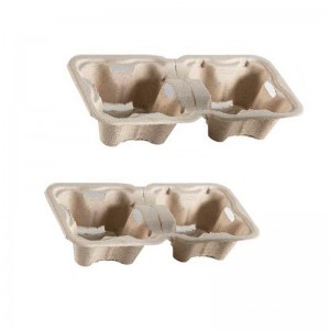 China wholesale Disposable Salad Delivery Box Supplier - Beverage coffee holder tray Handmade pulp fiber takeaway cup holder – Halo CBD