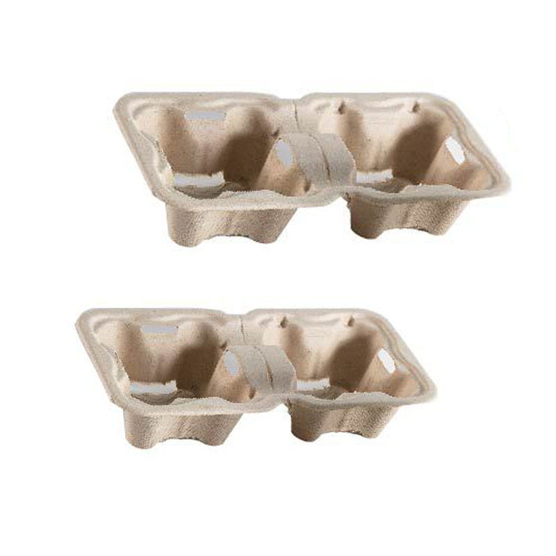 China wholesale Disposable Double Film Coffee Cup Manufacturer - Beverage coffee holder tray Handmade pulp fiber takeaway cup holder – Halo CBD