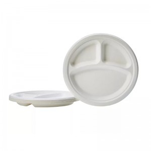 Hemp pulp fiber Biodegradable Compostable Eco-Friendly Round Dinner Salad Plate